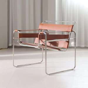 Fauteuil d'appoint en <span class=keywords><strong>cuir</strong></span> orange italien, best-seller, structure en acier, design nordique pour hôtel et salon moderne - Product Image 3