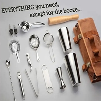 Tas peralatan Bartender Portabel Set Kit Bartender perjalanan tas profesional aksesori Bartender stasiun Jigger Muddler Stainless