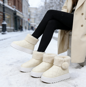 <span class=keywords><strong>Stivali</strong></span> da Neve per Donne <span class=keywords><strong>Invernali</strong></span> alla Moda con Bordo in Filato e Velluto Spesso per Tenere al Caldo, Stivaletti Piatti alla Moda per Studentesse - Product Image 4
