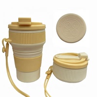 Tasse en silicone pliable anti-fuite Refine Factory avec couvercle, qualité alimentaire, portable, mug à café, compatible micro-ondes et lave-vaisselle