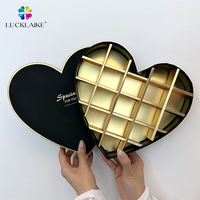 Emballage cadeau de luxe Emballage en carton personnalisé pour la Saint-Valentin Boîtes noires en forme de coeur pour cadeau chocolat amour