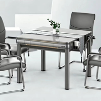 Table de Mahjong Automatique Moderne Double Usage pour 3-4 Joueurs, Housse Grise Amovible, Mélangeur Ultra Silencieux, Cadre Métallique Durable, Idéale pour Fêtes à Domicile