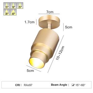 Focos LED dorados de nuevo diseño de 7W montados en superficie, ángulo de haz de 15-60 °, techo ajustable antideslumbrante de aluminio para sala de estar - Product Image 2