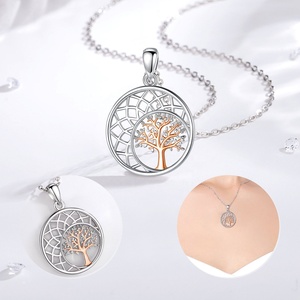 925จี้สร้อยคอเงินสเตอร์ลิงสีโรสโกลด์เครื่องประดับที่ดีต้นไม้กลวงชีวิตโรเดียมออกแบบดวงจันทร์สำหรับงานแต่งงานใดๆเป็นพิเศษ - Product Image 3