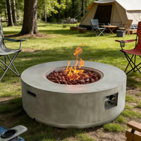 Brasero rectangulaire d'extérieur au gaz naturel avec 50 000 BTU, en matériau MGO écologique et billes de verre, idéal pour le camping et les fêtes