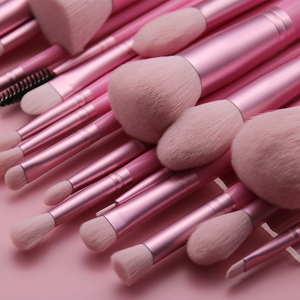20-Piece Pink Wood Handle Vegan Synthetic Hair Makeup <b>Brush</b> Set Eco-Friendly Foundation Cosmetic Tool Kit - Product Image 1