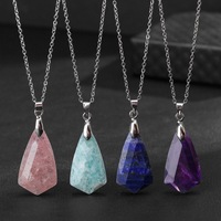 Pendentif en cristal naturel avec surface taillée, collier en améthyste, bijoux bohèmes, porte-clés en cristal, pendentif décoratif pour sac