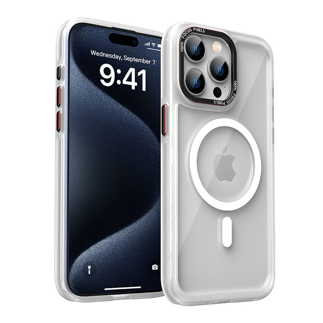 Magnetic Scrub Phone case for IPhone15 ProMax for iPhone 15 Translucent Skin case Anti Drop Shockproof Mobile Phone case