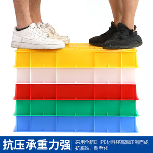 Plateau carré peu profond en plastique bleu à grille avec fond renforcé pour le stockage et l'emballage - Product Image 2