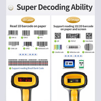 Lecteur de codes-barres portable, scanner de codes-barres BT USB 2.4GHz sans fil, lecteur de codes-barres 1D/2D, scanner de codes QR automatique, pistolet de numérisation de codes