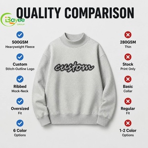 Felpa Oversize Personalizzata con Strass, in Cotone, Collo Alto o Girocollo, Stile Semplice - Product Image 3