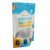 Sachet refermable personnalisé imprimé pour aliments et friandises pour chiens, emballage en plastique de qualité alimentaire avec fermeture éclair et trou de suspension