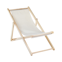 Fauteuil de Plage ou Terrasse Pliant en Bois et Toile, Confortable et Portable, Durable et Inclinable