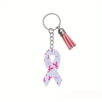 Porte-clés en cuir PU rose pour la sensibilisation au cancer du sein, cadeau souvenir de campagne, bijoux faits main pour femmes