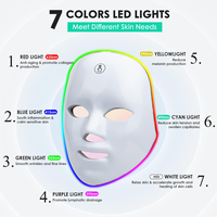 Masseur facial LED Photon pour le rajeunissement de la peau, masque lumineux 7 couleurs, traitement de l'acné par lumière rouge et bleue, rechargeable, tactile