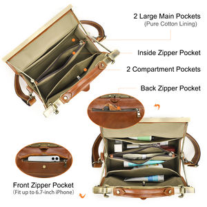 Borse Vintage in Vera Pelle Conciata al Vegetale per Donne, Borsa a Mano di Alta Gamma, Mini Borsa Medico di Lusso - Product Image 4