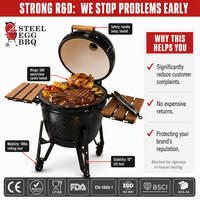 Barbecue Kamado SEB Factory 21 pouces noir, barbecue en céramique au charbon de bois, fumoir pour jardin extérieur, OEM & ODM