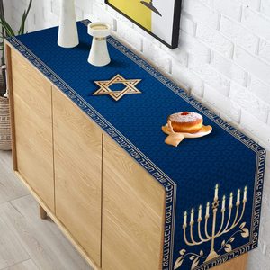 New Linen bảng RUNNERS 33*183cm in chanukah menorah sao David cho người Do Thái Lễ Hội Nhà bếp ăn uống trang trí nội thất dệt - Product Image 5