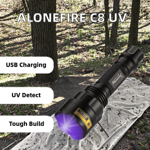 <span class=keywords><strong>Linterna</strong></span> LED UV Industrial Impermeable <span class=keywords><strong>Alonefire</strong></span> C8, 365nm Ultravioleta, Detector de Orina de Mascotas y Insectos, Recargable de Aluminio, IP65 - Product Image 2