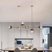Lustre LED moderne à 6 lumières, hauteur réglable, pour salle à manger, style rétro européen, suspension îlot, culot E27, commande par interrupteur, AC, verre et métal