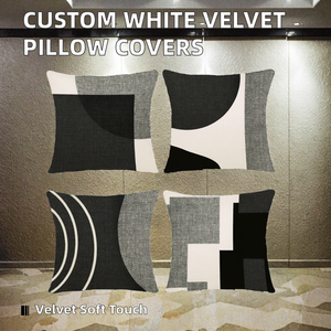 Housses de coussin carrées modernes en velours blanc/lin/coton avec logo personnalisé, pour usage domestique, en peluche, impression numérique, fermeture éclair, vente en gros - Product Image 2