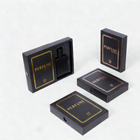 Kotak Kertas Berlapis Spons Ramah Lingkungan Desain Khusus Mewah, Laci Geser Busa Hitam untuk Kemasan Parfum Kosmetik