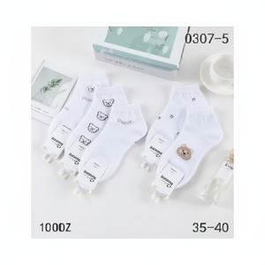 Calze corte bianche stampate 3D in Nylon traspirante e Spandex Logo personalizzabile lunghezza alla caviglia sottile per la primavera e l'estate - Product Image 1