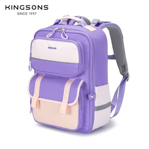 Kingsons Student Backpack Pink Large Capacity Ultralight School Bag For Girls Color Blocking Design - Product Image 3