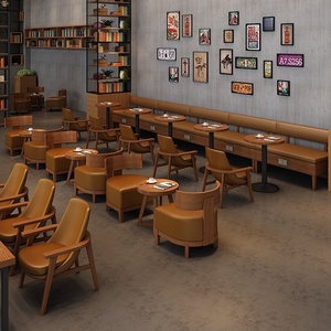 เฟอร์นิเจอร์ร้านอาหารสไตล์เรโทรอินดัสเทรียลรักษ์โลก โซฟาไม้จริงสำหรับคาเฟ่ ร้านหนังสือ พื้นที่พักผ่อน ห้องประชุมแขก บาร์ บรรยากาศสบายๆ - Product Image 3