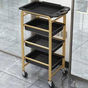 Carrito de Almacenamiento Móvil con Ruedas para Estilistas, Uso Profesional, Diseño Simple en Negro, Mueble de Salón de Belleza con Cajones - Product Image 1