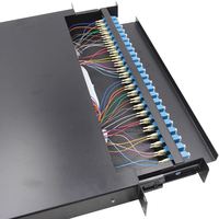 Kotak terminal fiber optik 24 port yang dapat ditarik, dipasang di rak, 48 core LC 1U 19 inci panel patch fiber optik