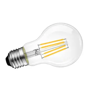 Bombillas LED A60 8W E27, iluminación interior de alto brillo, lámpara de filamento de vela de vidrio blanco cálido y duradero, bombillas de puesto para exteriores
