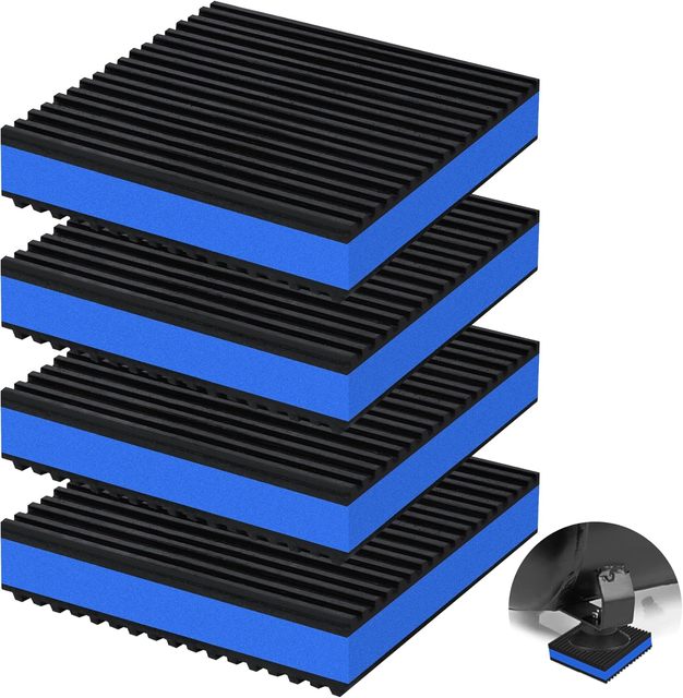 Heavy Duty Anti-Vibration Pads 4" X 4" X 7/8" with EVA Core Ribbed Rubber Isolation Mats for HVAC