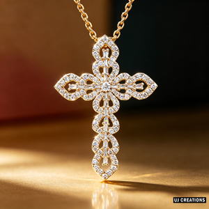 CUSTOM SILVER 10K/14K/18K GOLD PLATED LAB GROWN CVD DIAMOND CLASSIC ENGAGEMENT GIFT SWEATER <b>CHAIN</b> NECKLACE <b>CROSS</b> PENDANT - Product Image 1