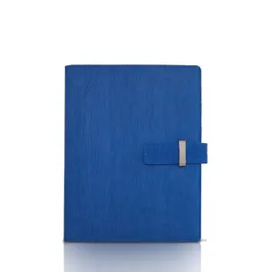 สมุดบันทึกโลโก้หนัง Pu แบบกำหนดเองได้,สมุดบันทึกมีแม่เหล็กผูกแบบหลวมกระดาษ A5สีน้ำเงินใช้ซ้ำได้ปี2021