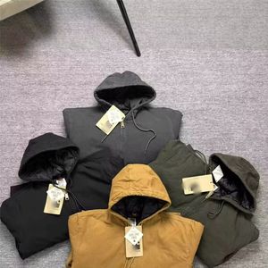 เสื้อแจ็คเก็ตบอมเบอร์สไตล์อเมริกันวินเทจคุณภาพสูง 9 สี ลุคดีทรอยต์ แนวสตรีทแวร์ ซิปหน้า ไม่มีปก มีฮู้ด ทรงยาว - Product Image 1