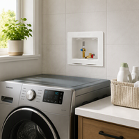 Boîtier de sortie pour machine à laver CUPC NSF 372 sans plomb, conforme à la norme NSF 61, avec vannes à boisseau sphérique et dispositif de protection en acier inoxydable, raccord MIP 1/2 pouce x MHT 3/4 pouce