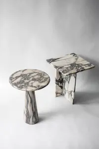 Tables d'appoint en marbre pour alto Calacatta au design moderne pour la décoration intérieure