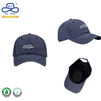 Großhandel Bestseller 100% Polyester Oxford Marine Karierte Baseballkappe mit Handstickerei 'Show Bright' für Freizeitkleidung