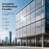 Verre de sécurité feuilleté trempé sérigraphié en céramique, sur mesure et design personnalisé pour façade architecturale