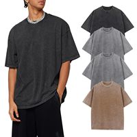 Kaos Oblong Pendek 220G 100% Katun Batik Wash Retro Longgar Oversize Bernapas Cepat Kering untuk Brand