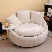 Fauteuil simple moderne en tissu avec table d'appoint, style crème, ensemble de fauteuils de loisirs ronds, fauteuil de loisirs rembourré en mousse pour la maison