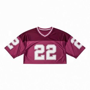 Custom University Team Women's Plus Size Lightweight <b>Mesh</b> Cropped Boxy Crop Top Short Quick Dry American Football Jersey - Product Image 2