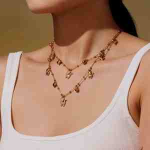 قلادة شخصية مطلية بالذهب عيار 18 قيراط من الفولاذ المقاوم للصدأ مع الزركون، هدية للنساء منخفضة الحساسية - Product Image 2