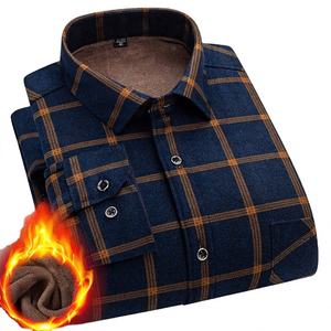 Camicia invernale da <span class=keywords><strong>uomo</strong></span> in <span class=keywords><strong>velluto</strong></span> a doppia faccia foderata in pile e calda camicia da <span class=keywords><strong>uomo</strong></span> di moda - Product Image 1