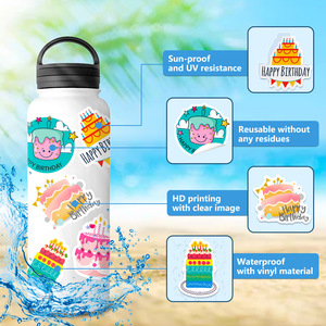 50 Pezzi Adesivi per Torta a Tema Buon <span class=keywords><strong>Compleanno</strong></span>, <span class=keywords><strong>Auguri</strong></span> di <span class=keywords><strong>Compleanno</strong></span>, Graffiti Fai-da-Te, Adesivi Impermeabili per Skateboard Decorativi - Product Image 4