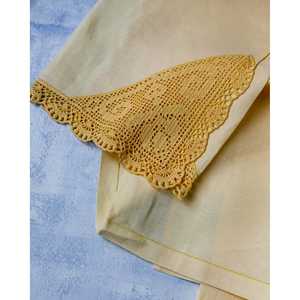 Juego de Toallas de Mano de Lino Amarillo Fabriano, con Encaje de Ganchillo, Estampado Cuadrado, Estilo Liso, Toallas de Cocina de Microfibra, Tipo Saco de Harina - Product Image 1