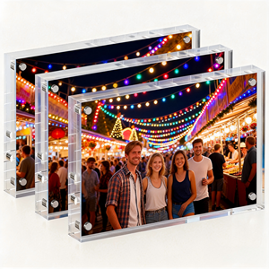 Cadre <span class=keywords><strong>photo</strong></span> magnétique en acrylique épais de qualité supérieure, aimant N52, transparent, double face, protection UV, incassable, bords polis à la flamme, personnalisable - Product Image 1