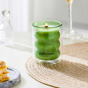 Bougie parfumée AIKUN de luxe à double spirale, isolation thermique, mèche en bois croisée, cire de soja - Product Image 4