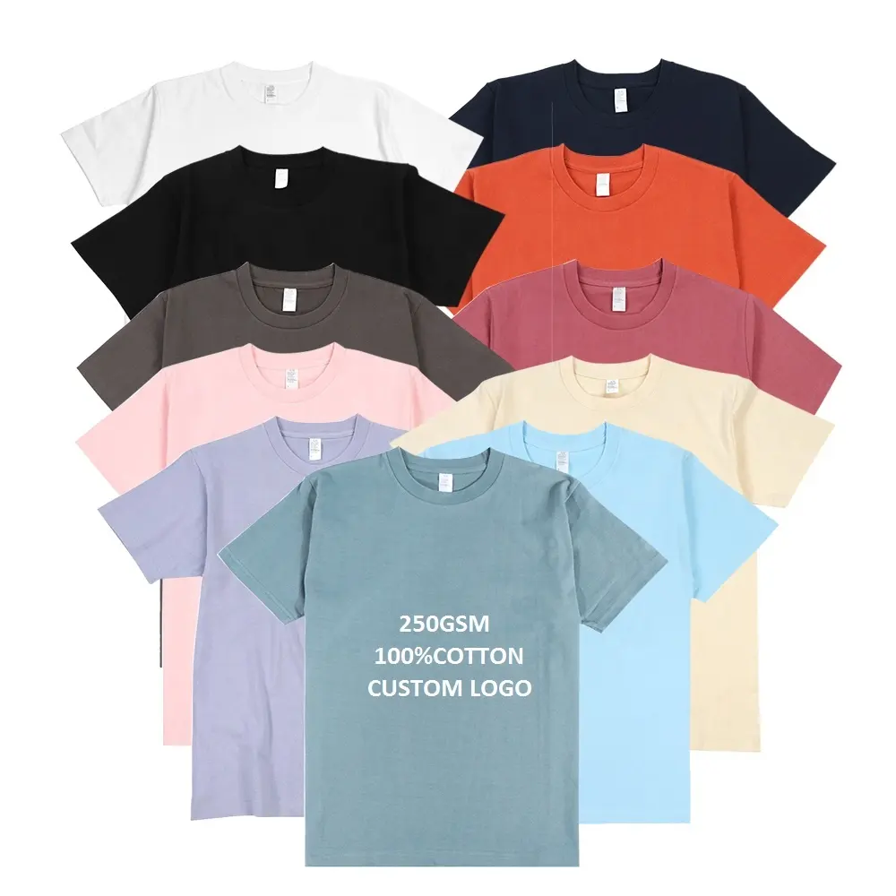 कस्टम प्रिंट 250 जीएसएम कपास टीशर्ट हैवीवेट टी शर्ट टी शर्ट Coton 250Gsm 250 जीएसएम आराम रंग नियमित रूप से फिट टी शर्ट यूनिसेक्स